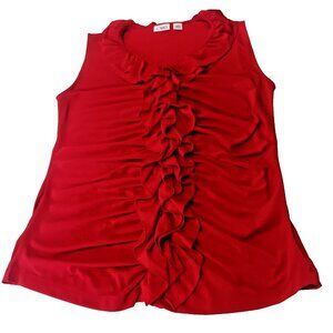 Cato Ruffled Front Sleeveless Red Blouse